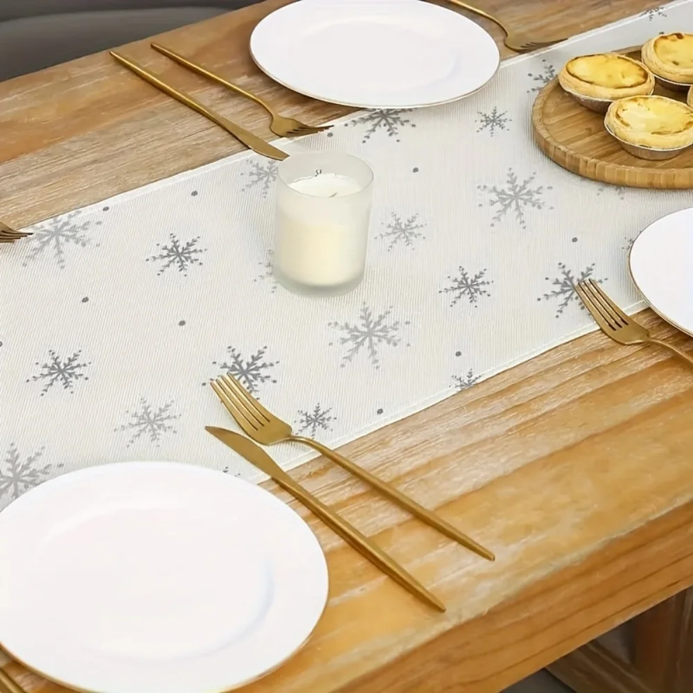 1pc, Christmas Snowman Table Runner, Single-Sided Print, Design for Holiday Dining & Kitchen Decor Snowman Decorations