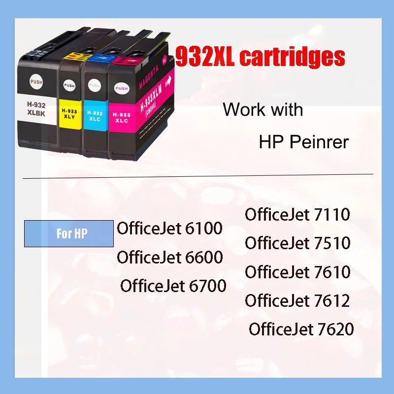 Vilaxh kompatibilní 932XL 933 pro HP932 933XL náhrada tuž náboj pro HP officejet 6100 6600 6700 7110 7610 7612 knihtiskař