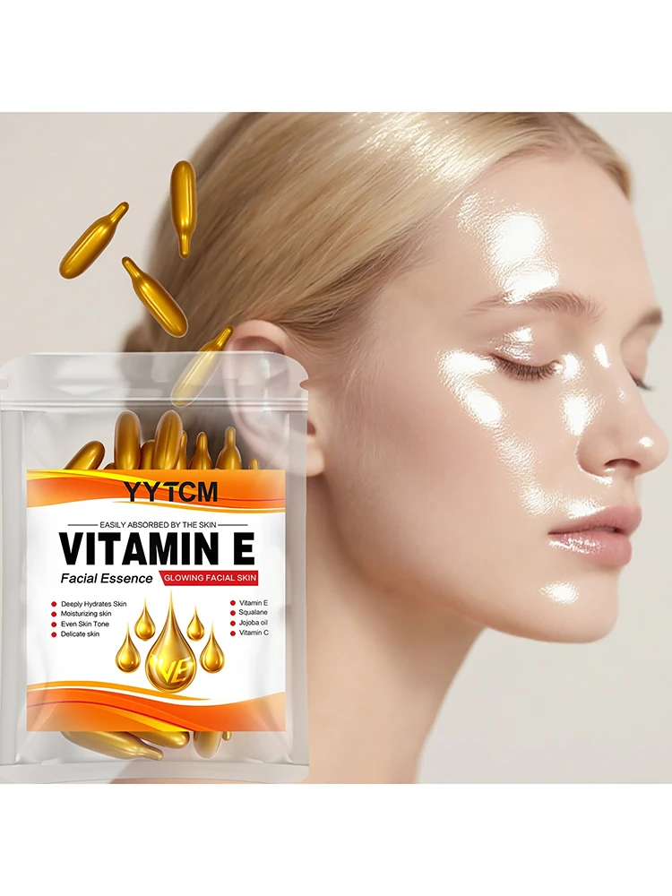 Vitamine E Diep Hydraterende Capsule Essence, Hydrateert en Verzacht de Huid, Bevat Plantaardige Squalane, Vitamine C, Diep Hydraterende en Huidverhelderende Essence (0,4Gx30 Capsules)/Zakje-1 Zakje - afbeelding 2