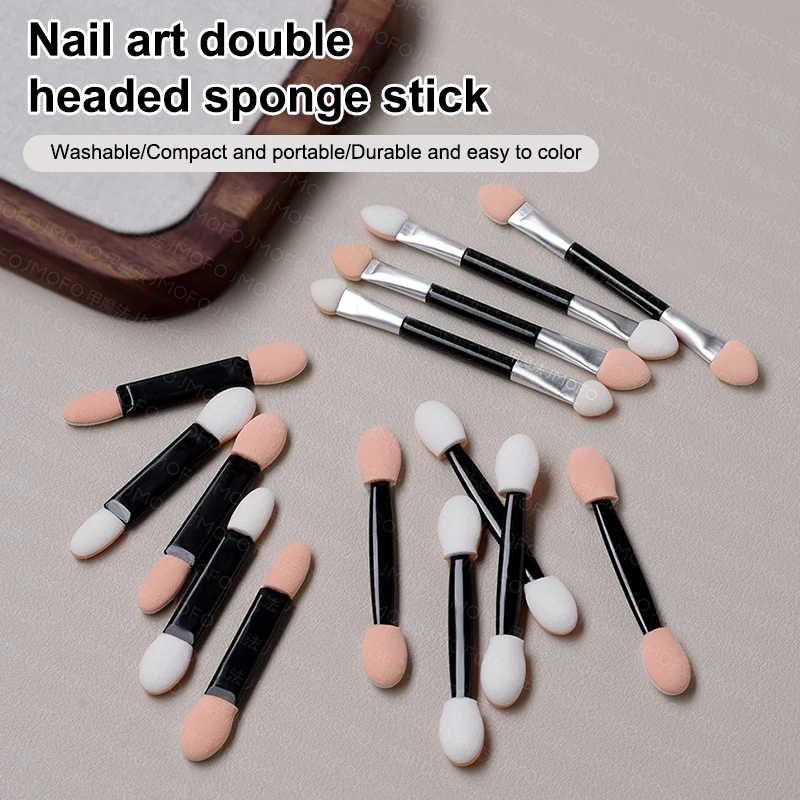 

10pcs Nail Powder Brushes Sponge Disposable Double Sided Eyeshadow Applicator Mirror Chrome Pigment Sponge Stick