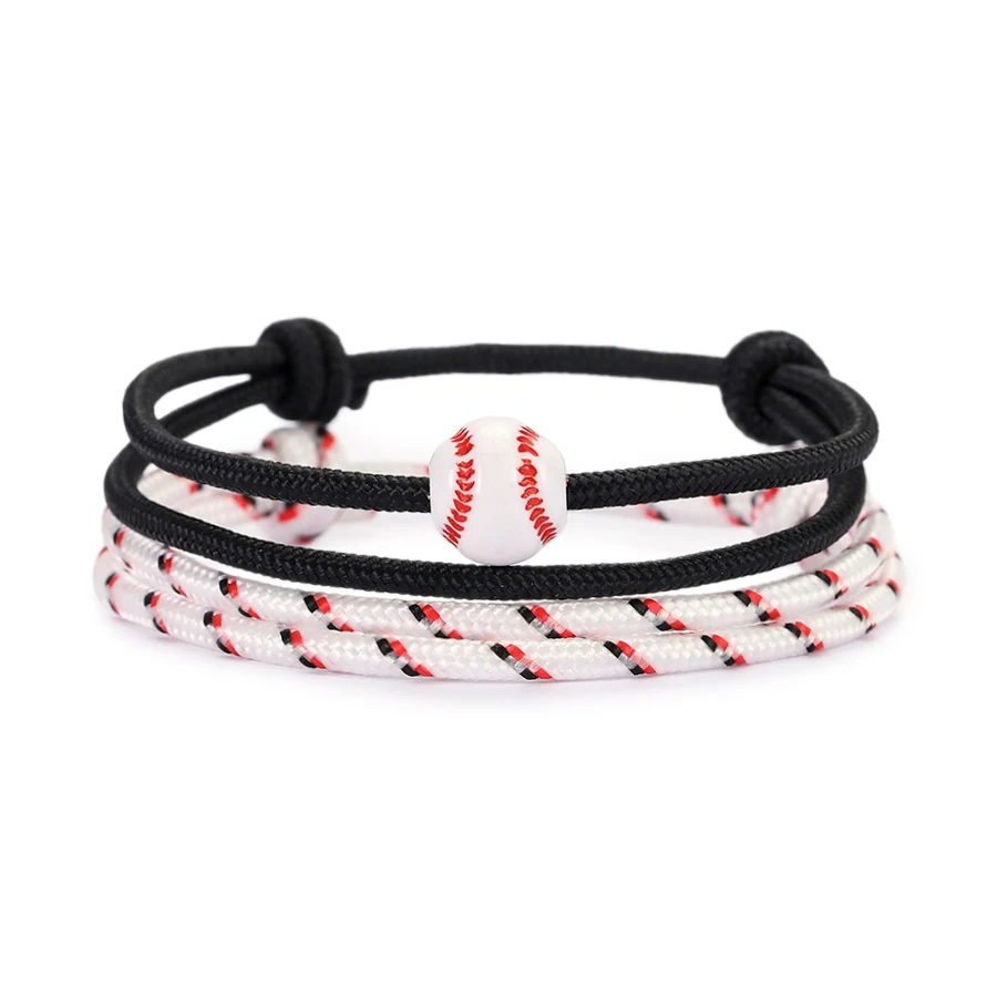 Noter Neues 2-teiliges Armband-Set für Fußball, Basketball, Baseball, Bowling, für Herren, hochwertig ausgewähltes 3-mm-Paracord-Armband, verstellbar, Joias – Detail 7