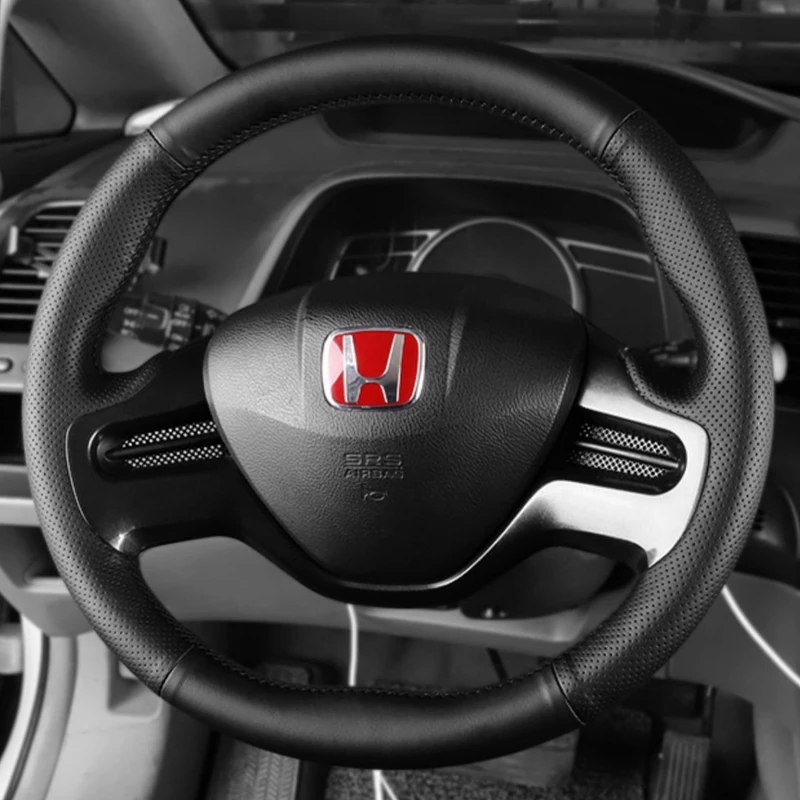 Juste de volant de voiture personnalisée, accessoire de voiture, tresse de volant d\'origine, Honda Civic 8, 2006, 2007, 2008, 2 rayons