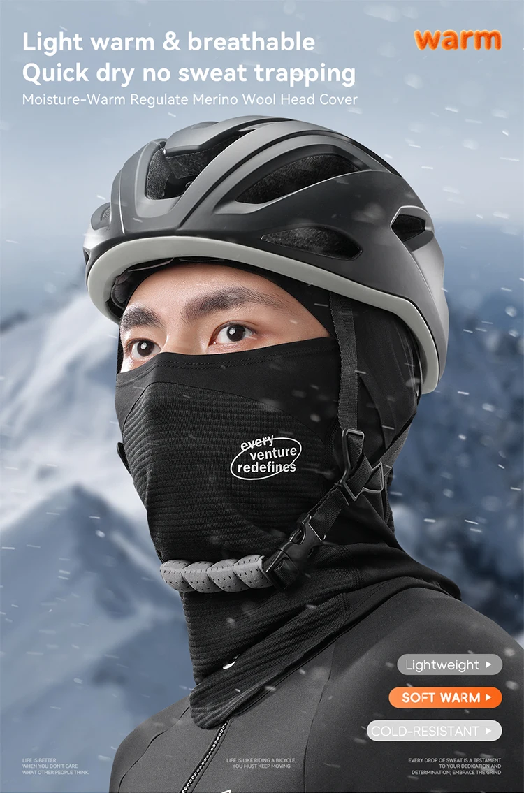 EVR Winter-Woll-Gesichtsmaske, Halswärmer, winddicht, warm, atmungsaktiv, Sturmhaube für Männer und Frauen, zum Skifahren, Radfahren, Motorradfahren, Outdoor-Ausrüstung – Detail 1