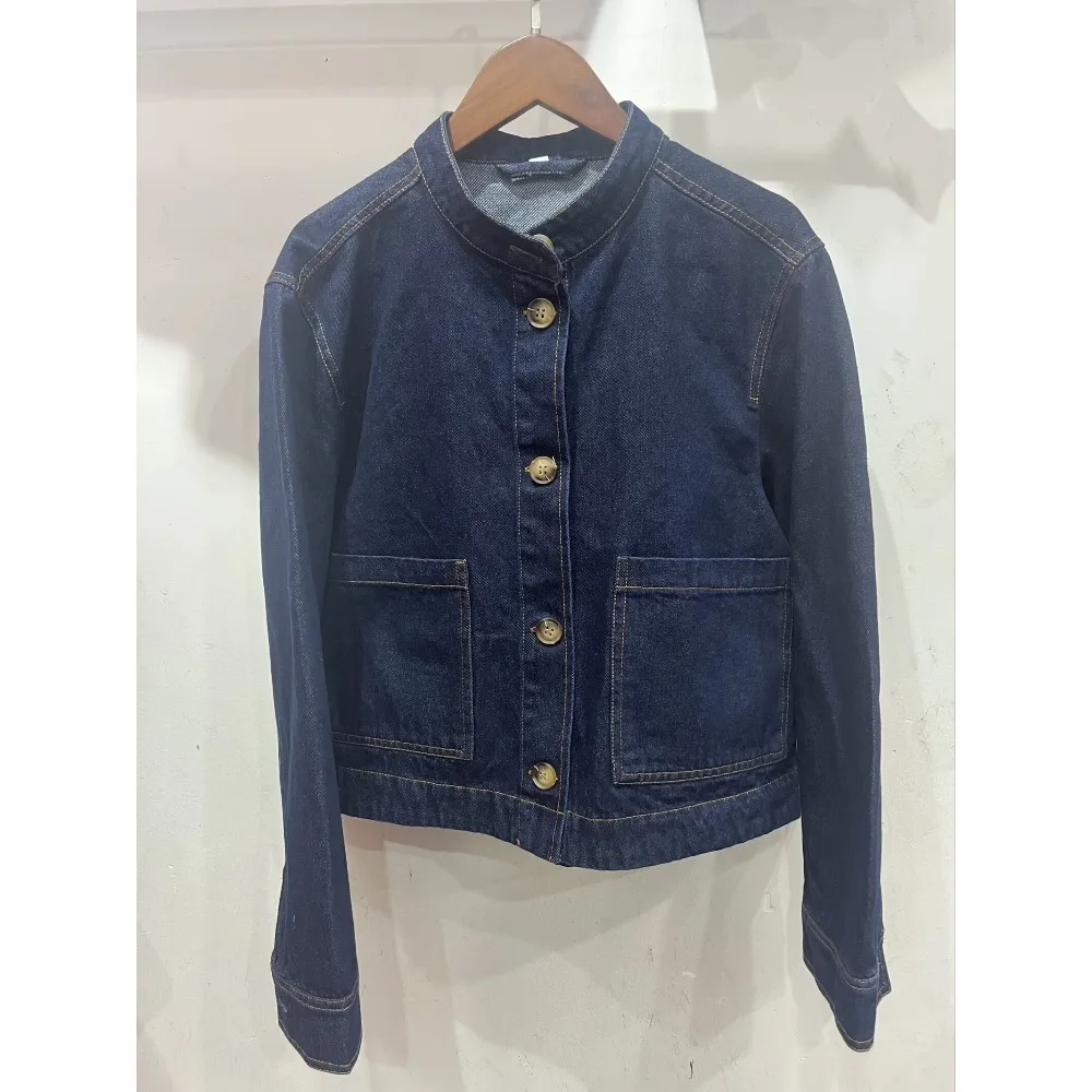 سترات الربيع النسائية 2025 الدنيم كم طويل جديد في Bomber Y2K قمة الموضة خمر جان كلاسيكي ملابس خارجية غير رسمية #6