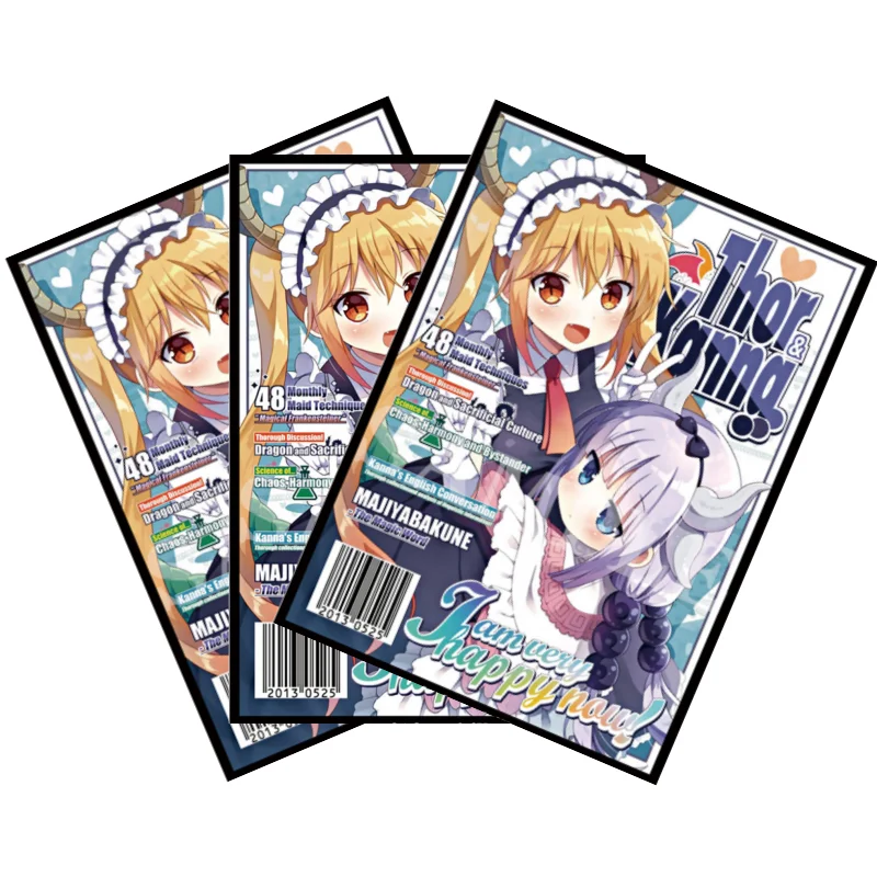 60Pcs/Set Cards Sleeve Miss Kobayashi Dragon Maid Tohru Kanna Anime Game Normal Version Colorful DIY Toys Cards Protective Cover