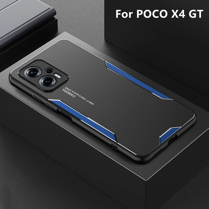 For POCO X4 GT 5G Case Armor Shockproof Bumper For POCO X4 GT Cover Aluminum Alloy Back Plate Silicone Phone Protection Shell
