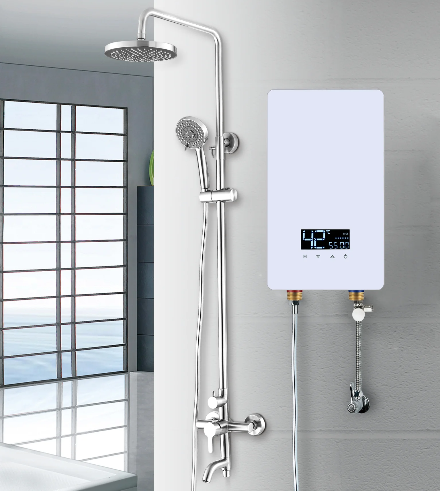 12kw 220V-240V Hoge Efficiëntie Power Elektrische Douche Boiler Voor Bad Douche