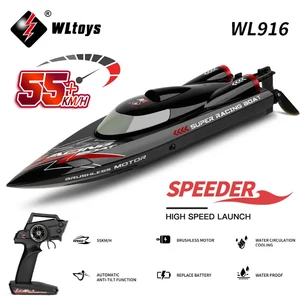 WLtoys WL916 Perahu RC 55KM/Jam Tanpa Sikat 2.4 G Radio Listrik Model Perahu Balap Super Kecepatan Tinggi Perahu Cepat Air Hadiah Anak-anak Mainan RC 8 perahu rc brushless penjualan terbaik - №
