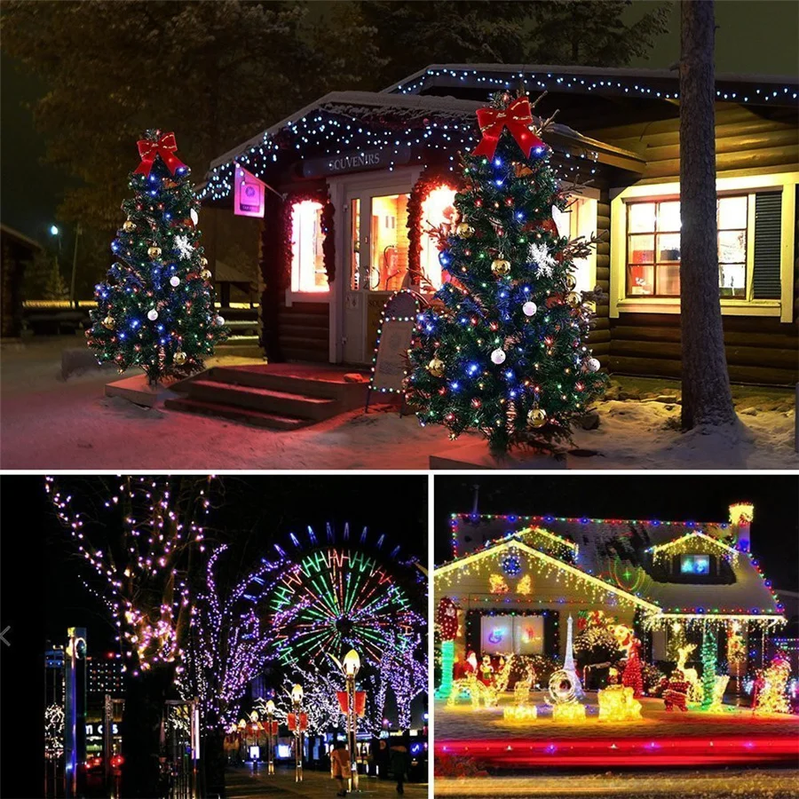 Tirvose 100m 480leds luzes de fadas ao ar livre 8 modos guirlanda de natal luzes do jardim para festa em casa casamento decoração de ano novo