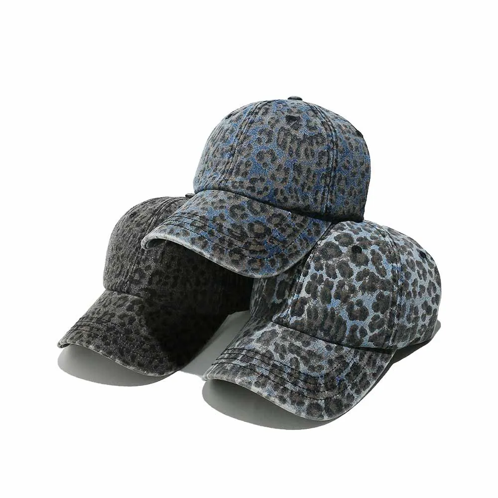 Leopard Baseball Caps Frauen Gewaschen Vintage Straße Frühling Herbst Snapback Hüte Für Frauen Männer Papa Hut Weibliche Sonnenschirm Schirmmütze