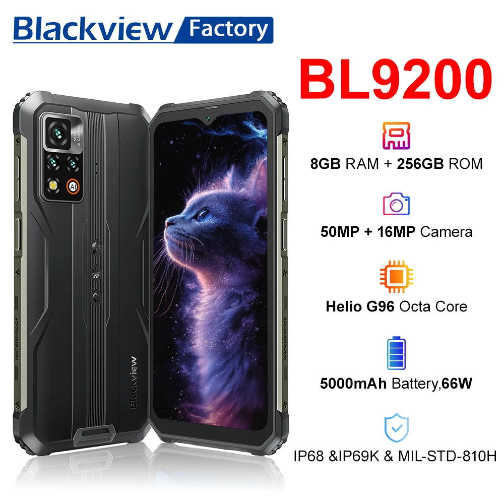 Blackview BV9200 Rugged Phone 6.6‘’ 120Hz 50MP Camera 14GB RAM+256GB ROM Smartphone Android 12 Global Version Telephone Portable