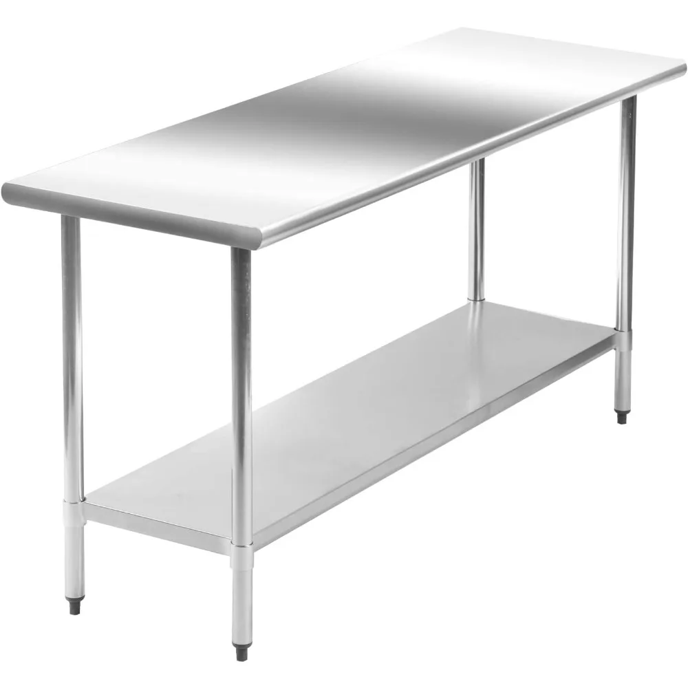 

24 x 60 Inch Stainless Steel Work Table Kitchen Work Table Scratch Resistent Commercial Work Table Metal with Adjustable