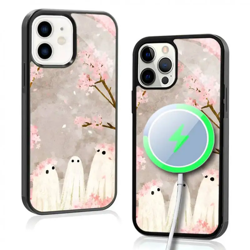 Cherry Blossom Party Phone Case For IPhone 11 12 13 14 15 Plus Pro Max Mirror Acrylic Cover For Magsafe Wireless Charging