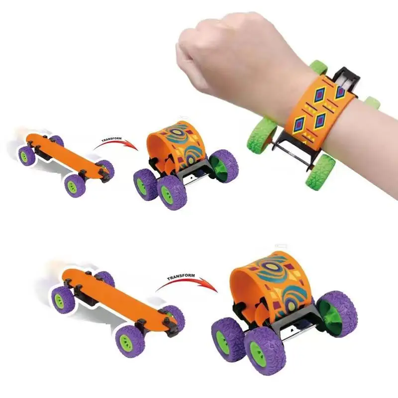

Recoil Skateboard Dinosaur Graffiti Creative Clap Clap Bracelet Pop Circle Collision Transforming Toy for Children Finger Toys