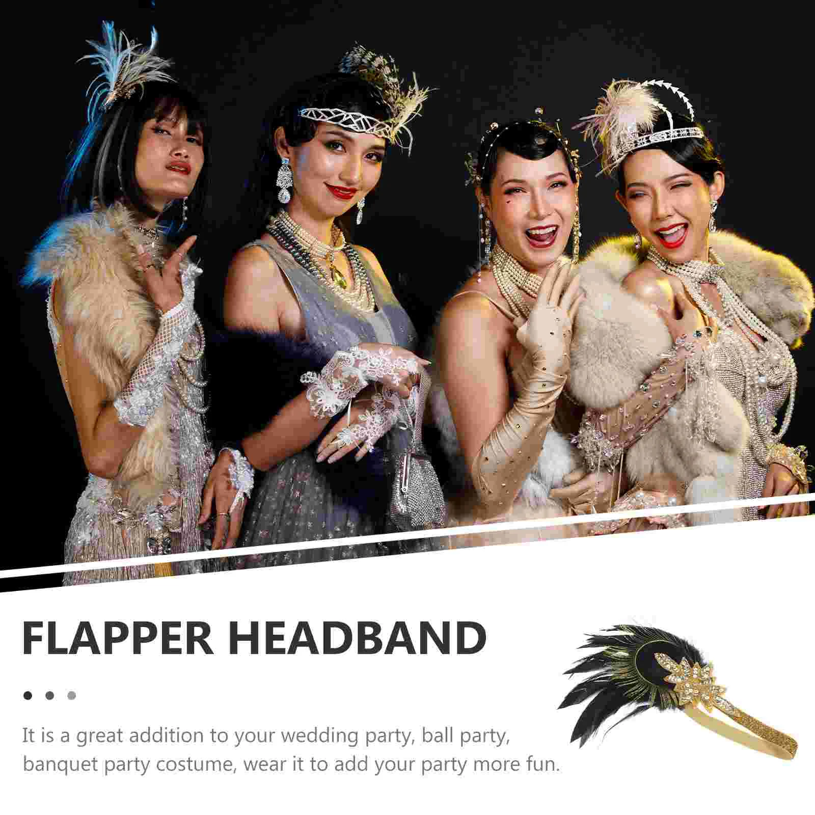 Wedding Feather Headband Dance Performance Flapper Headbands Vintage Elegant Headwear Fancy Women Polyester