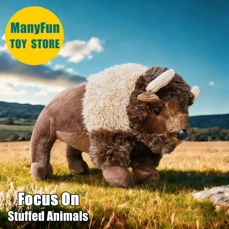

Bison Plush Toy Realistic Wild Yak Plushie Lifelike Buffalo Stuffed Animal Mush OX Simulation Turdus Merula Doll Toy Gift