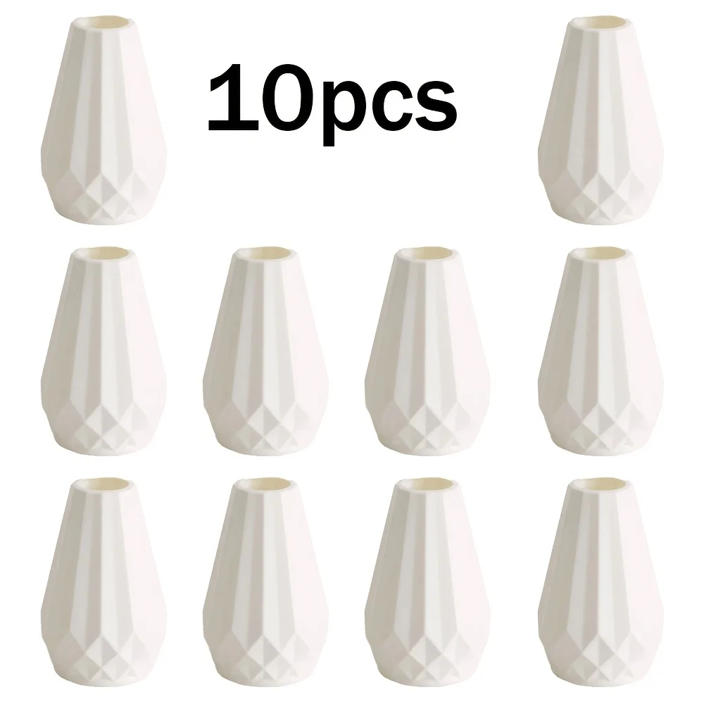 10 Asymmetrical White Vases Set - Multifunctional Decoration for Dining Table, Wedding, Living Room, Bedroom, Compatible with Dried Flowers Artificial Plants Potted Plants, Farmhouse Cute Style Spring/Summer Interior Decoration