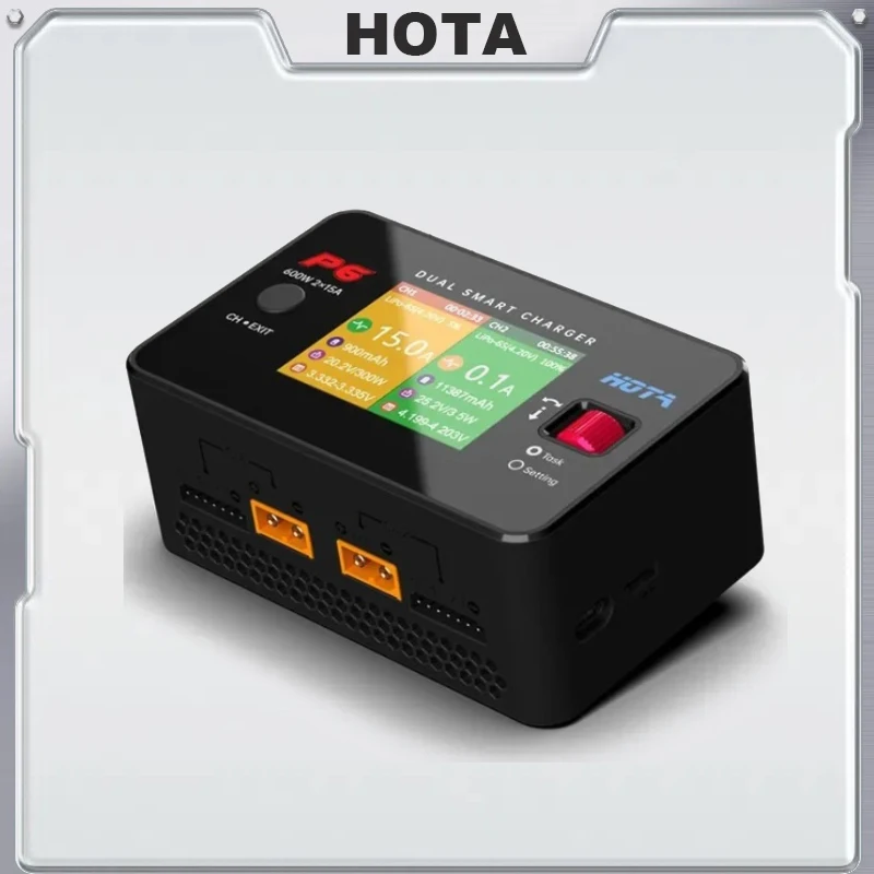 

HOTA P6 Dual Smart Charger Ac240w DC600w 15A T240 Блок питания для Lipo Liion Nimh аккумулятора с зарядкой Type-C iphone Samsung