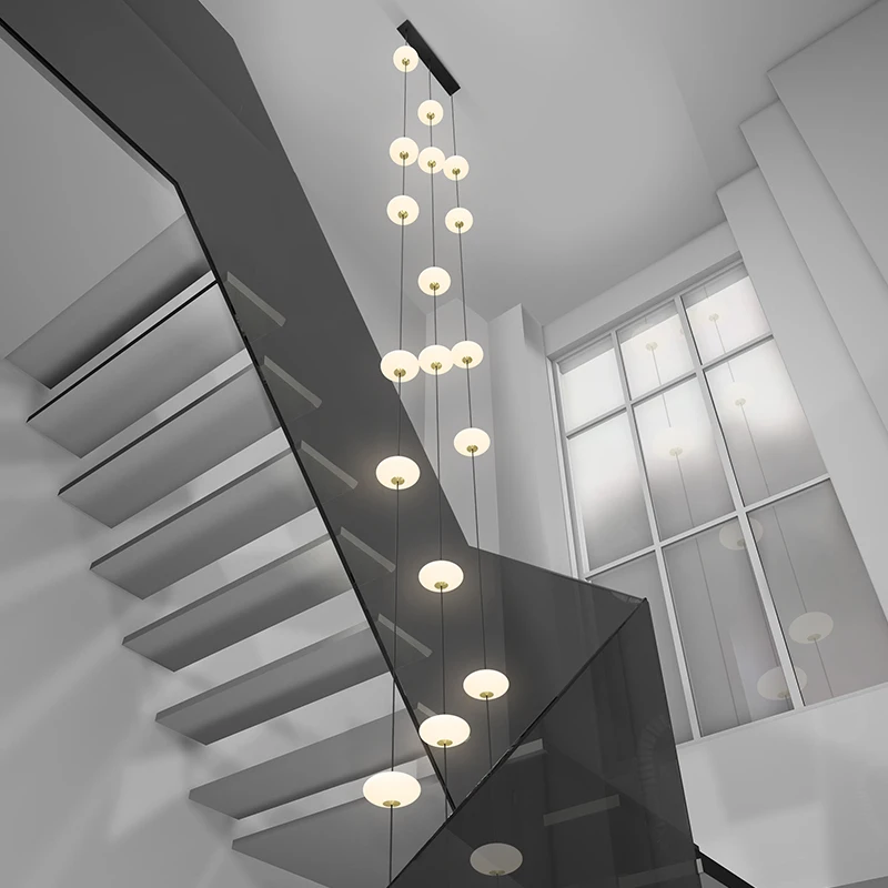 Led staircase chandelier modern living room chandelier hanging designer Villa duplex building lighting oval string attic pendant