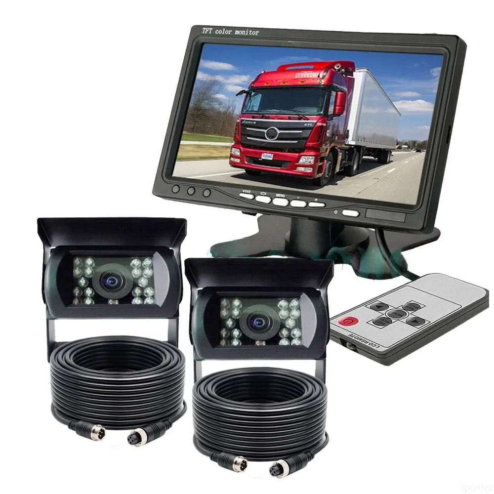 

2x 4PIN Backup Reversing Camera HD 7" Monitor Car Rear View System for Camper RV