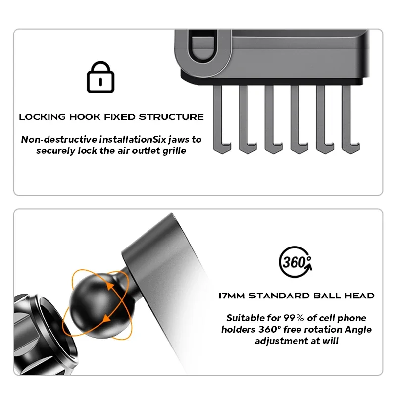 Model 3/Y 17mm 6-Claw pano paneli baz telefon Tesla modeli 3 model Y için güneş enerjisi braketi 4.0-7.2 inç cep telefon tutucu