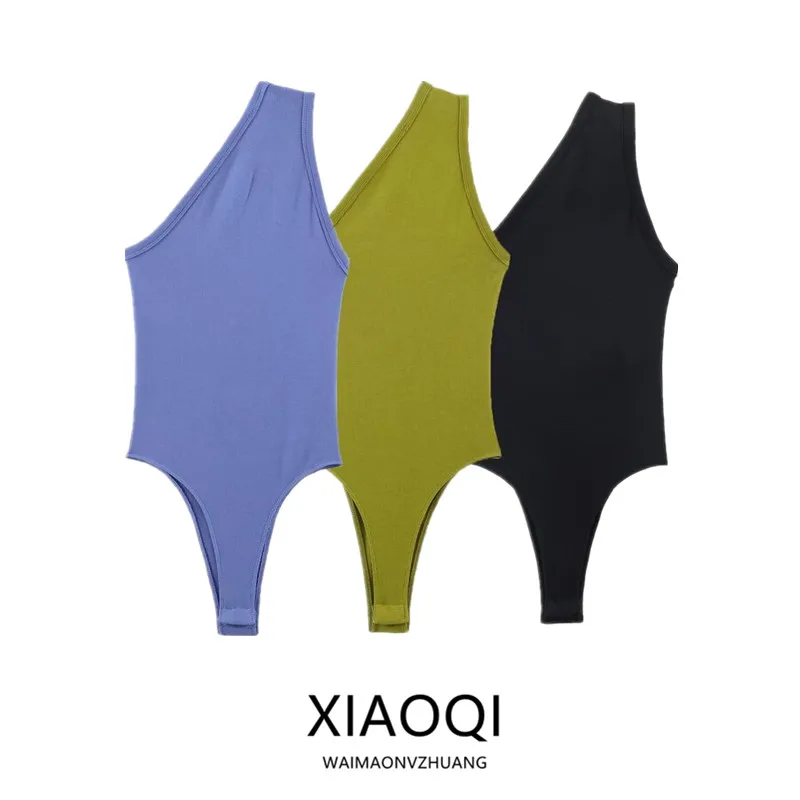 

Spring Summer 2026 New Women's Fashion Shoulder Bared Asymmetric Suit Sleeveless High Waist Straight Cut Commute