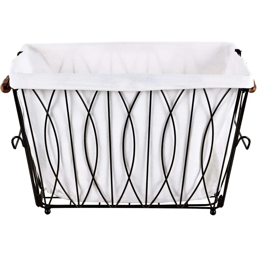 Collapsible Laundry Cart with Basket & four wheels, Black Large