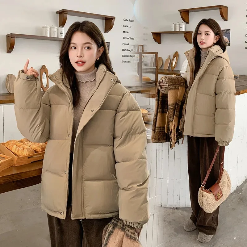 

2025 New Thickened Hooded Cotton-Padded Coat Winter Autumn Couple's Streetwear Puffer Jacket Versatile Casual Cotton Coat