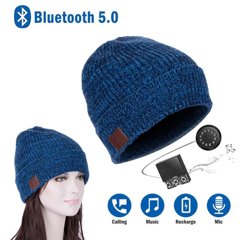 Wireless Bluetooth Headphones Winter Warm Music Hat Beanie Cap Sport Knitted Hat Earphones Gift Smart Headset Speaker with Mic