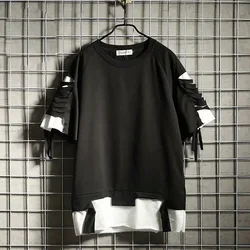 여름 Techwear Anime 남성 T 셔츠 Y2k 펑크 streetwear 일본 하라주쿠 패션 힙합 낙서 캐주얼 남성 여성 의류
