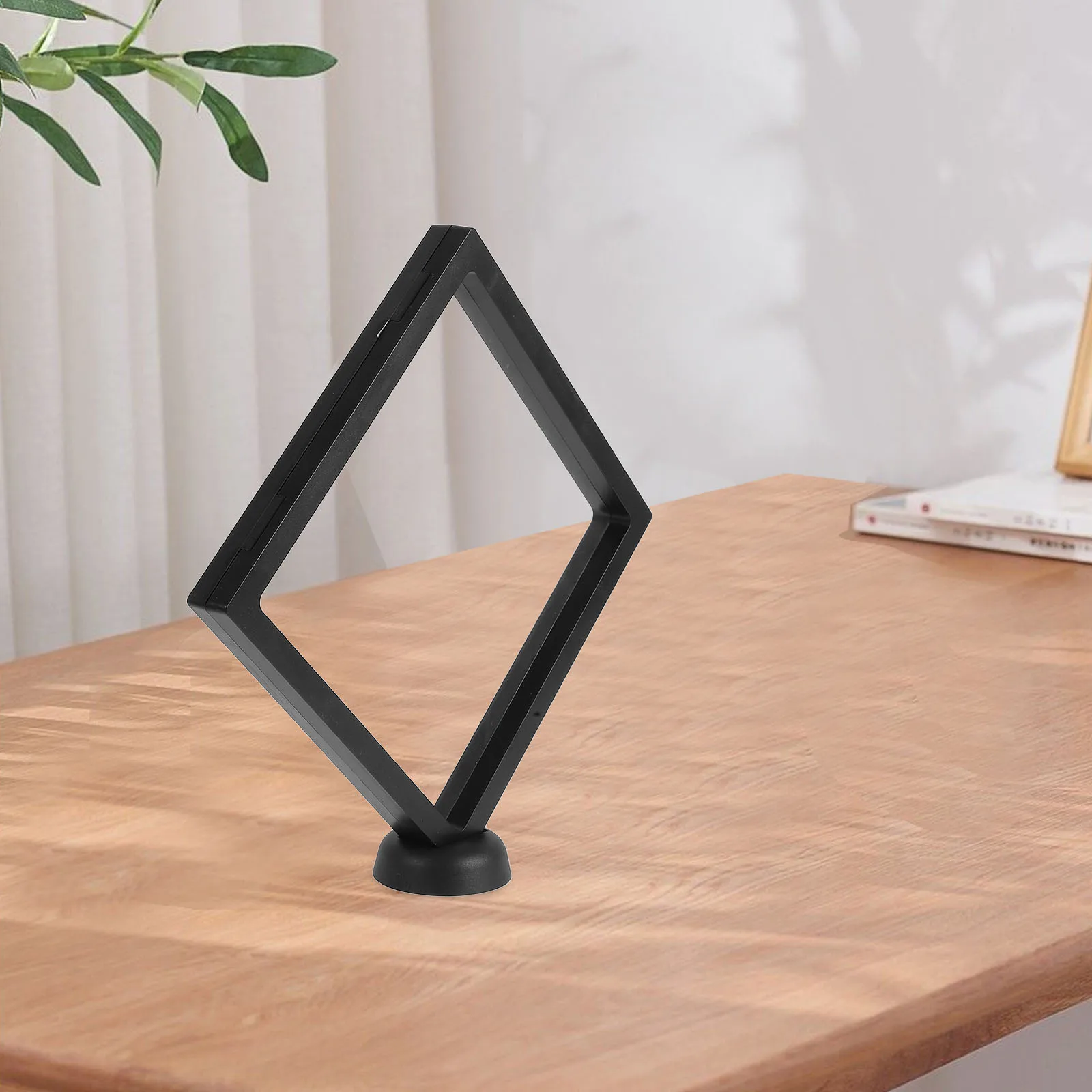 

3D Frame Shadow Box Coin Jewelry Display Case Black Round Base 18x18x2cm Suitable for Showcase Table Desktop