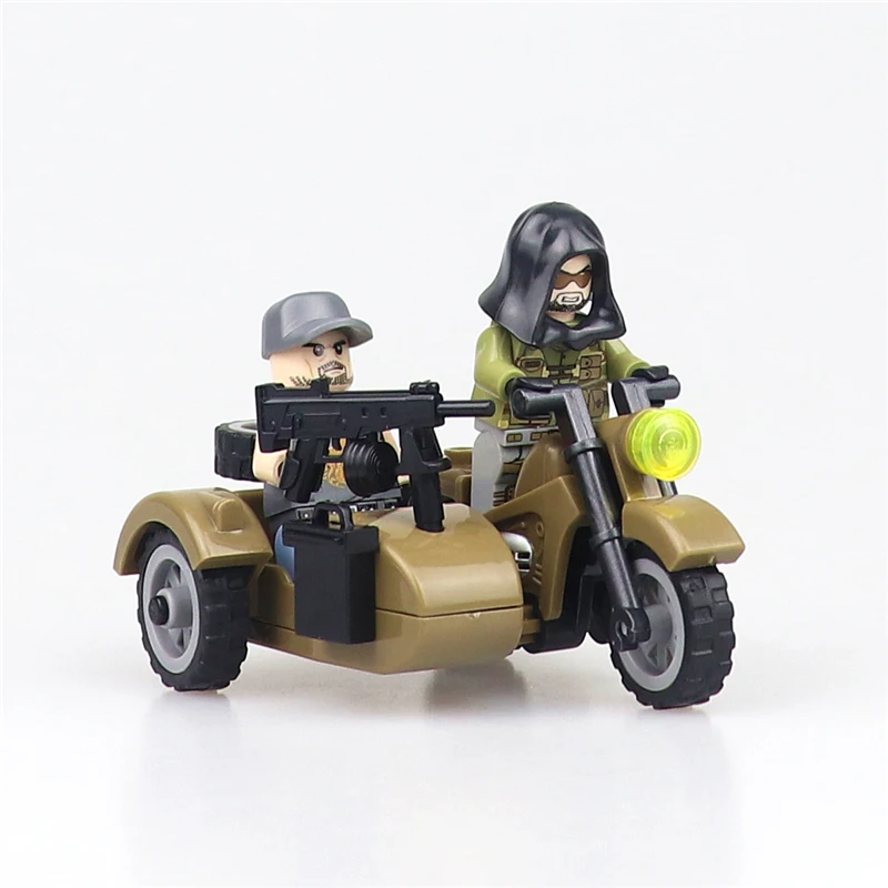 WW2 Soldaat Mount Carrier Voertuig Motor Tank Bouwstenen Militaire Duitse Leger Motor Accessoires Model Bakstenen