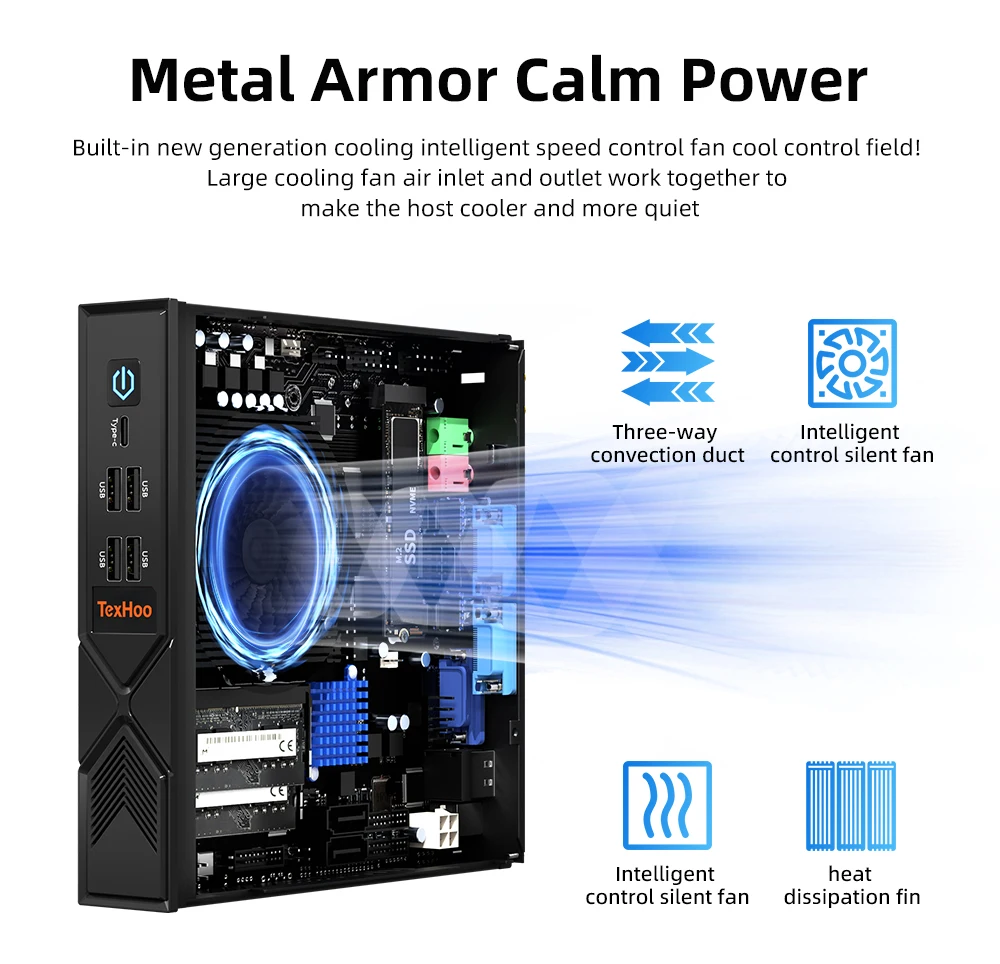 TexHoo Mini PC Computadora para Juegos Intel Core i5 13500H 12450H 11500B Процессор Windows 11 Pro DDR4 NVME WIFI6 HDMI VGA