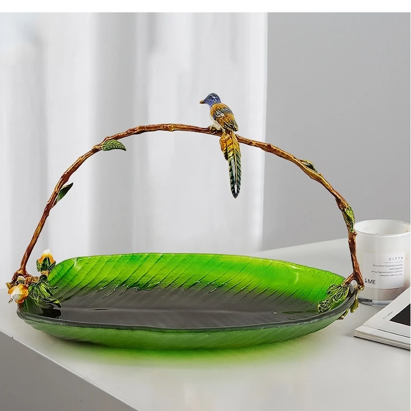 

enamel color basket household glass glazed leaf decoration