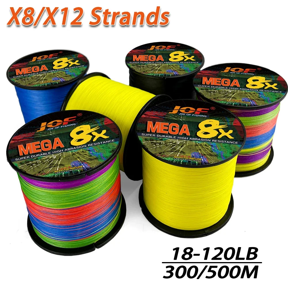 JOF Braided Fishing Line 8/12 Strands 300M500M Spinning PE Multifilamento Japan Carp Fly Saltwater Weave Extreme Pesca8.2-54.5KG