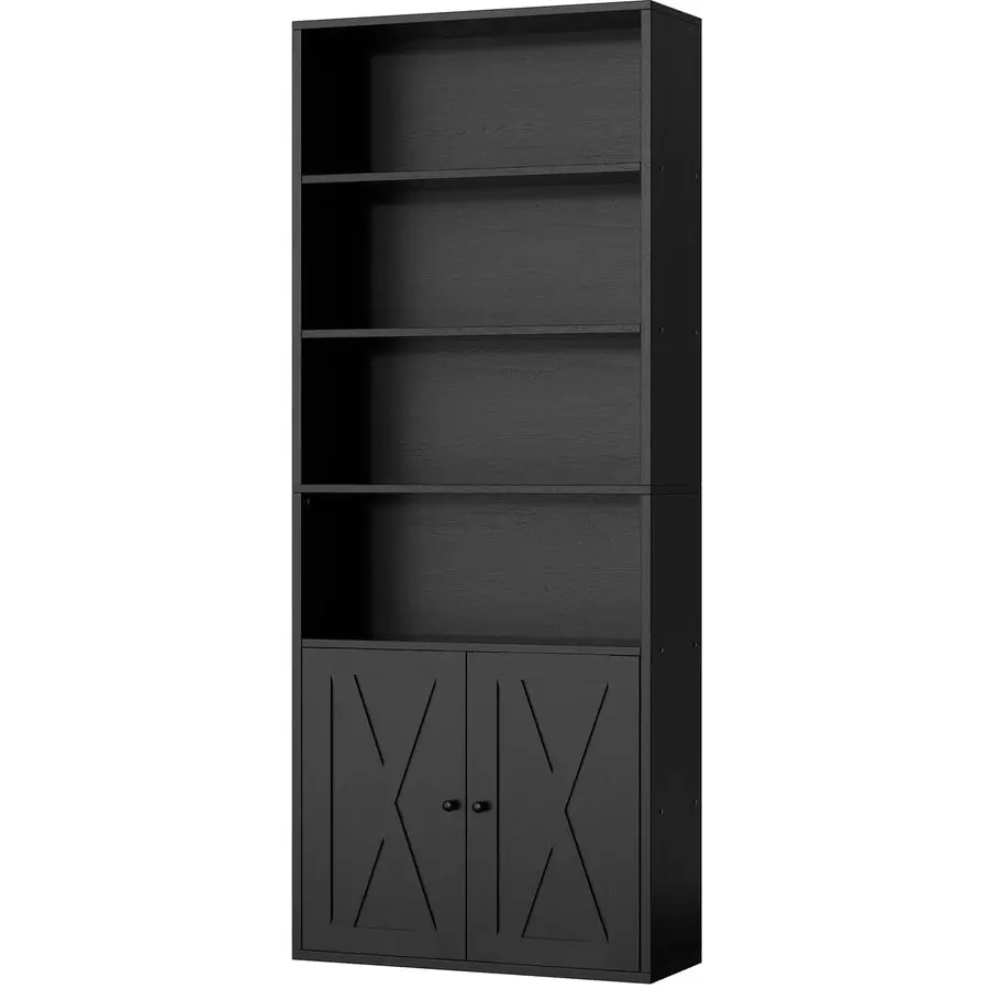 

Bookshelf, Industrial Bookshelves and Bookcases with Doors Floor Standing 6 Shelf Display Storage Shelves 70.9 inches Tall Bookc