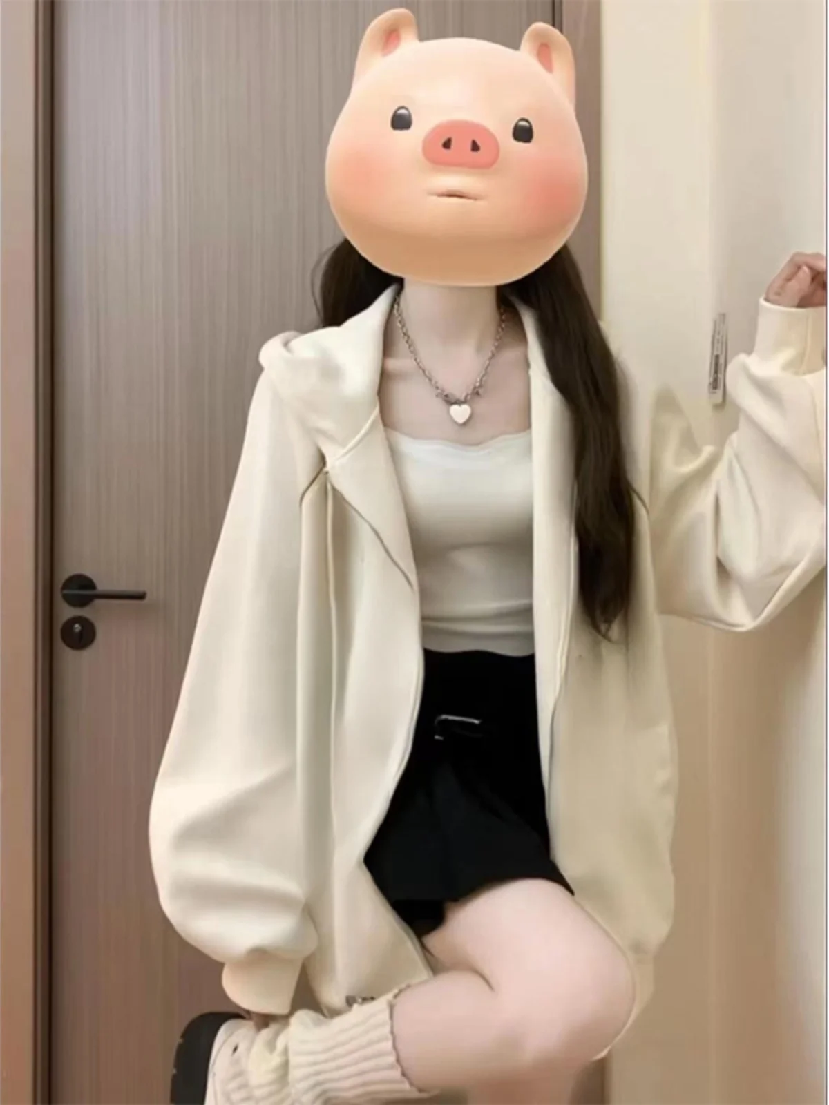 

Хлопковые толстовки с капюшоном, женская одежда, контрастные одинаковые французские махровые жаккардовые рваные домашние костюмы с подкладкой, эластичная пот в стиле гранж Bf