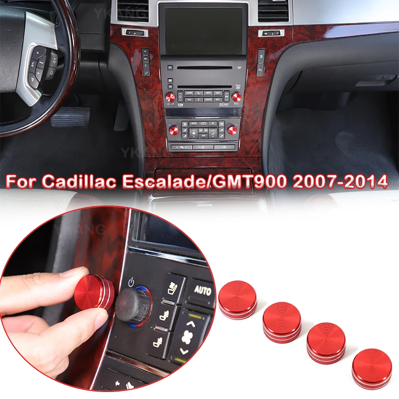 For Cadillac Escalade/GMT900 2007-2014 Silver/Black/Red Volume Air Conditioning Knob Ring Decorative Ring Alloy Car Decoration