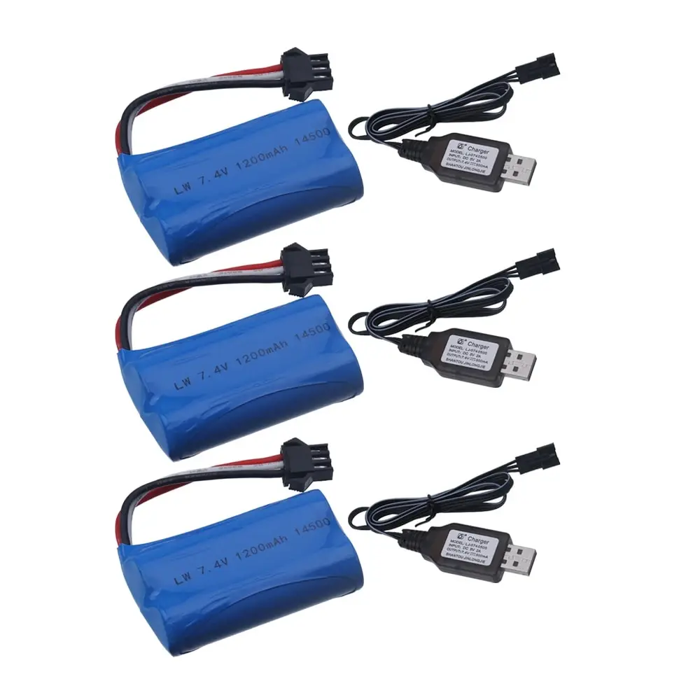 SM-3P 7.4V 1200Mah Li-Ion Batterij 14500/Usb Voor Elektrisch Speelgoed Water Kogel Pistool 7.4V 2S Batterij Voor Rc Speelgoed Auto 'S Tanks Robots