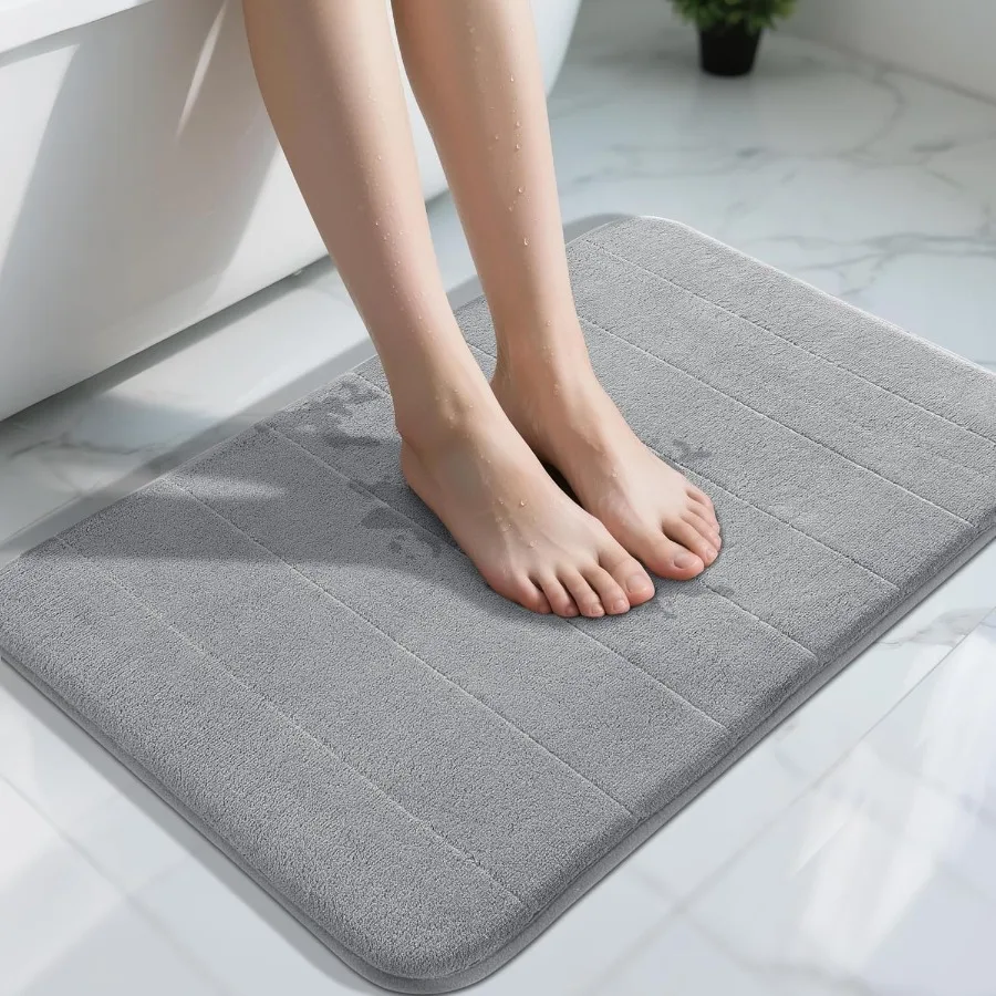 

Memory Foam Bath Mat Super Soft Absorbent Rug Non Slip 31.5x20 Inch Quick Dry Machine Washable Floor Carpet for Tub Shower Hom