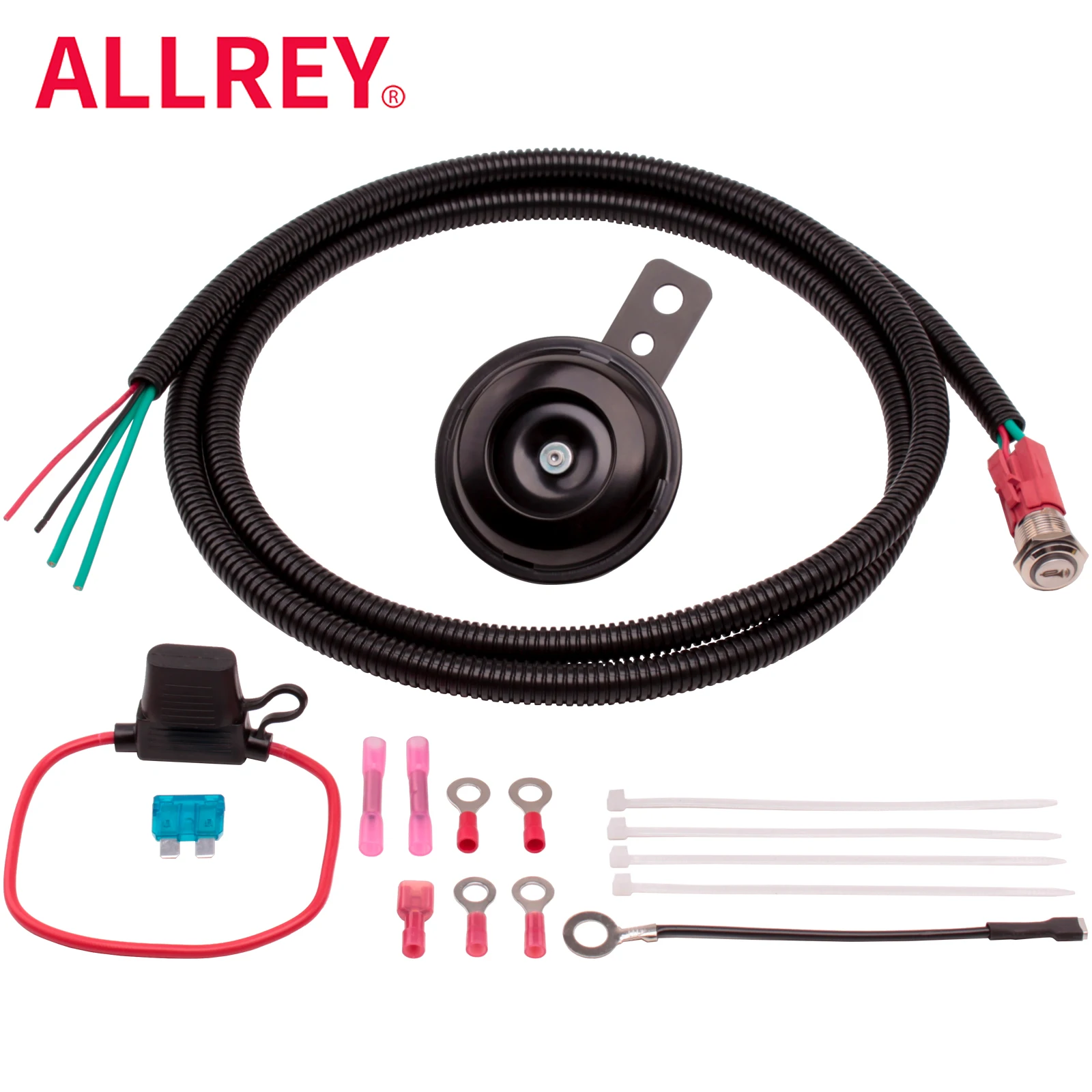 

ALLREY Super Loud Disc Electric Horn 12V 105db Mini Metal Waterproof Alarm Air Horn Kit For Bikes Motorcycle Warn Remind Tool