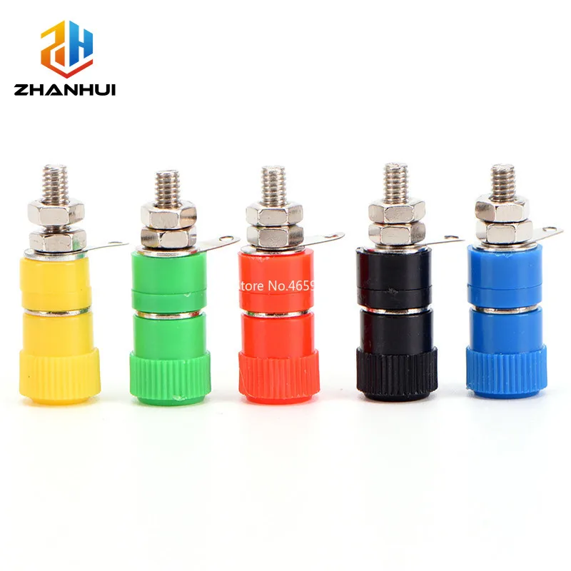 5Pcs Terminal Blocks JS-910B 4mm Amplifier Terminal Connector Binding Post Banana Plug Jack Mount