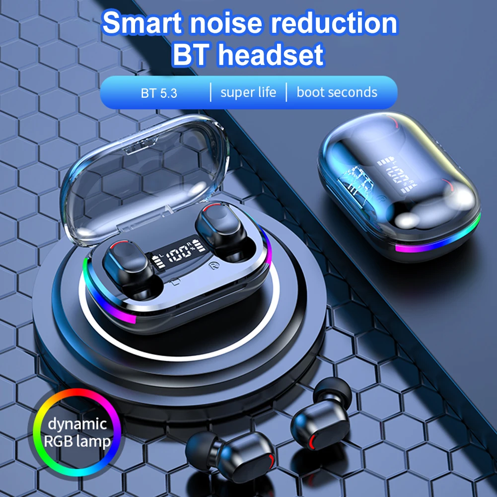 K10 Wireless Earbuds LED Digital Display In Ear Headset Touch Control Stereo Earphones Bluetooth-Compatible 5.3 Gaming Headphone