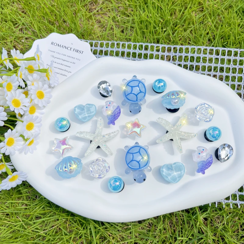 Summer Jibbitz Charms 20Pcs Of Blue Turtle Shell Ocean Series Shoe Accessories Detachable Accessories Diy Accessories Party Gift