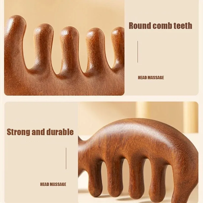 Body Meridian Massage Comb Imitate Sandalwood Five Wide Tooth Comb Acupuncture Therapy Blood Circulation Anti-static Smooth Hair