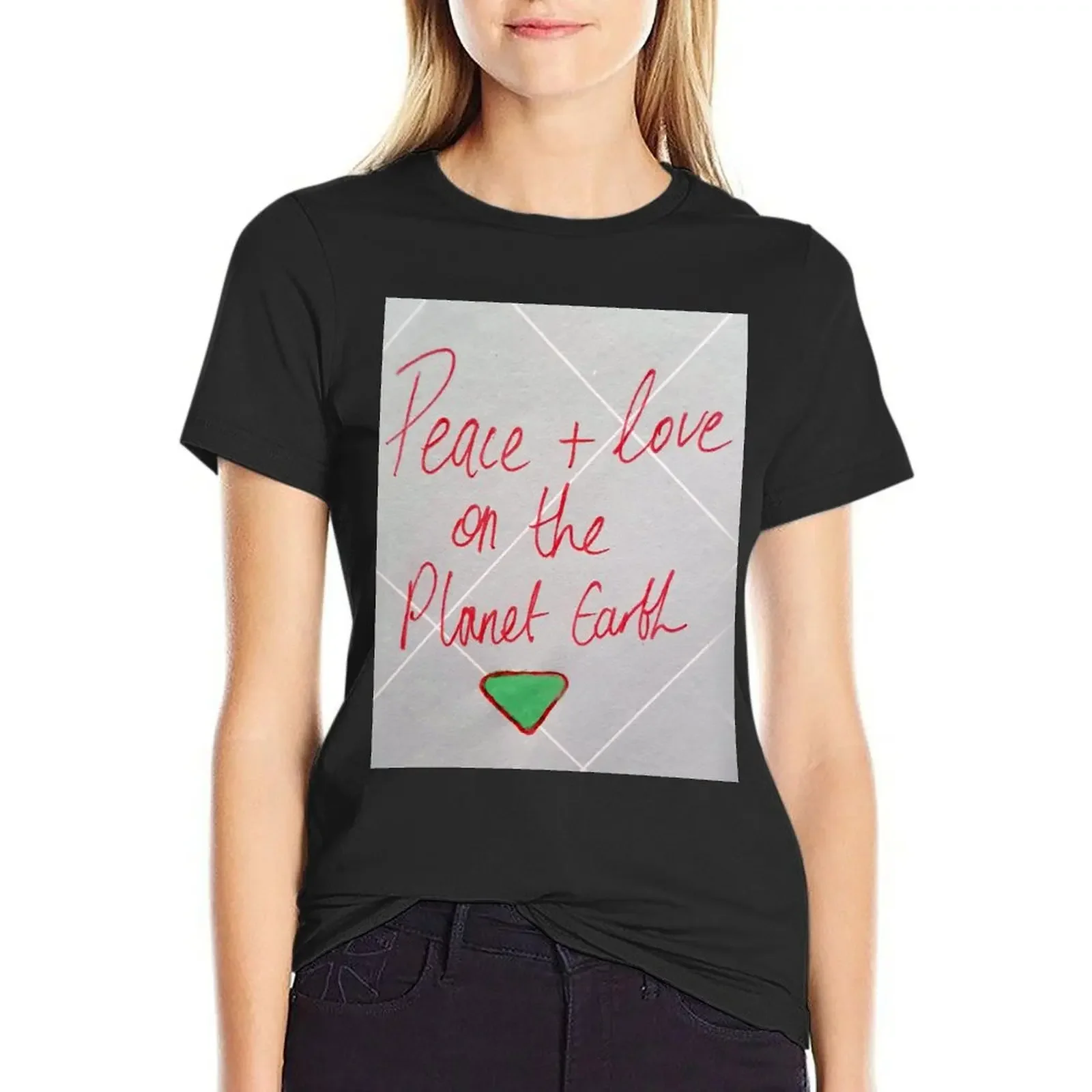 

Peace and Love T-Shirt quick drying customs Aesthetic clothing animal print shirt for girls designer clothes Women luxury
