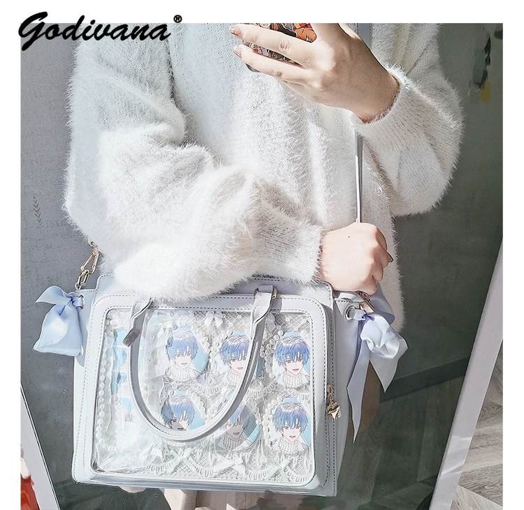 

Original Design Elegant Ita Bag Women's Sweet Ribbon Crossbody Large Capacity Leather Handbag Casual Tote Bags