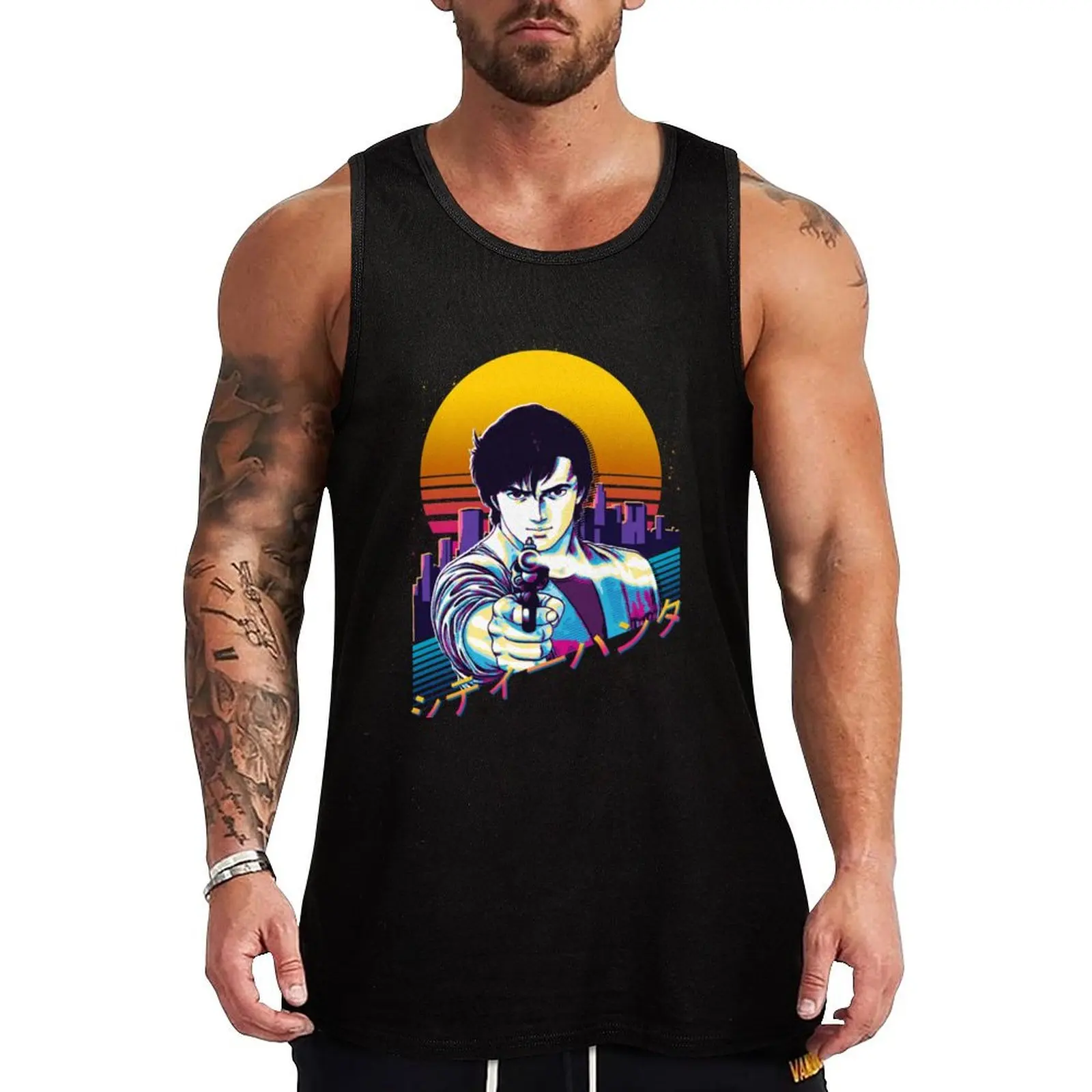 

City Hunter - Ryo Saeba Retrowave Essential Tank Top sleeveless vest men Men's cotton t-shirt