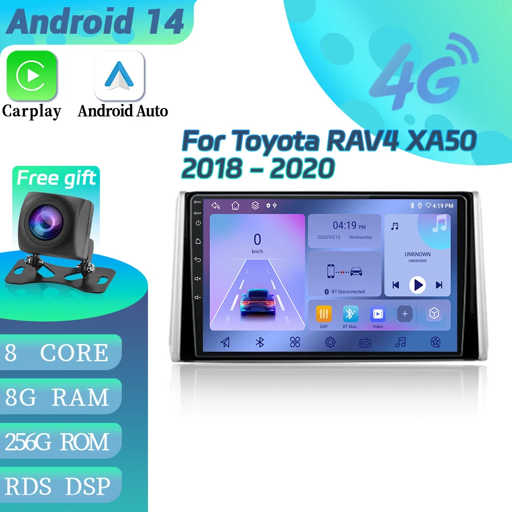 

Car Radio Multimedia Video GPS For Toyota RAV4 XA50 2018-2020 Android 14 Navigation Car Radio Wireless BT Carplay Screen Stereo