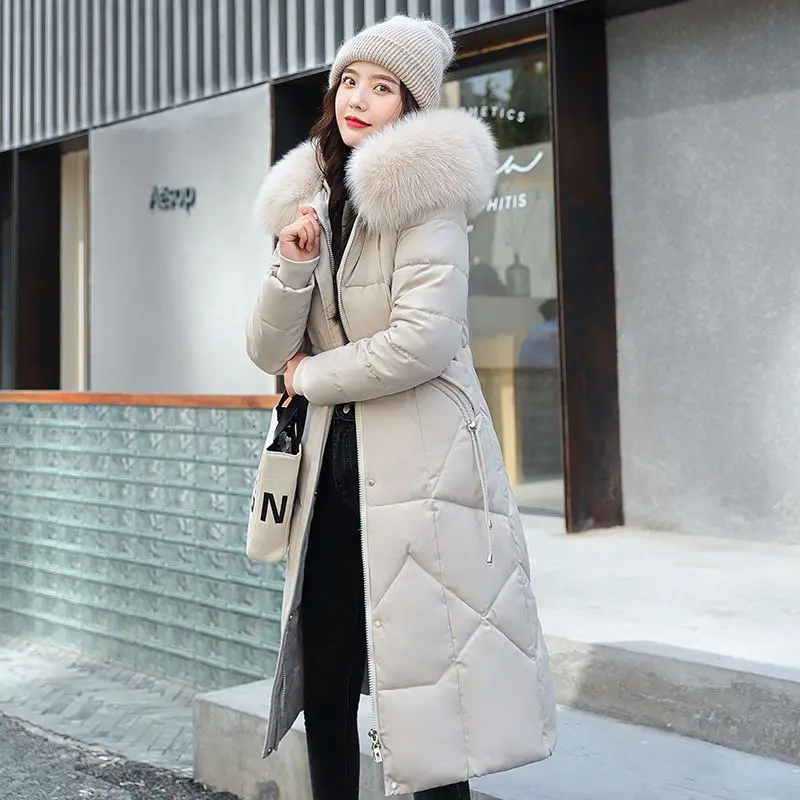 Women\'s Winter Jacket Long Parkas Winter Wear Korean Fashion Edition Belted Slim Fit Cotton Jacket Padding Warm Windbreak Coat